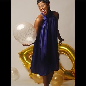 Halter swing dress with neck tie